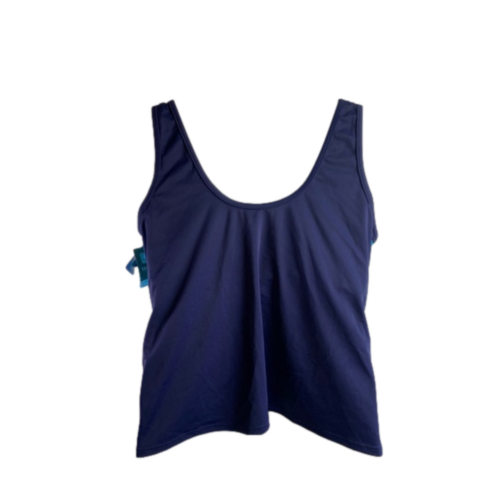 L.L.Bean Navy Blue, Blue & White Sun Blocking Tankini Swim Top SKU0844 - Picture 2 of 9